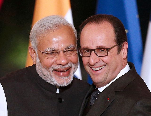 Le premier ministre indien Narendra Modi et le président français François Hollande.