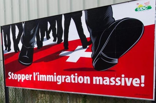 Masseneinwanderung stoppen: Ein Plakat der SVP in Genf.