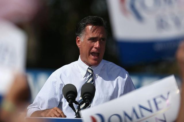 Obama hat bei ihm «Romnesie» diagnostiziert: Der republikanische Präsidentschaftskandidat Mitt Romney an einer Wahlveranstaltung in Washington. (17. Oktober 2012)