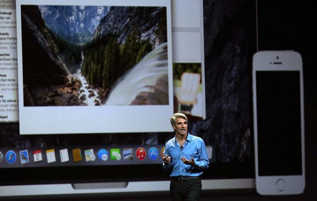 Craig Federighi, Senior Vice President software engineering at Apple, during the presentation in San Francisco. 