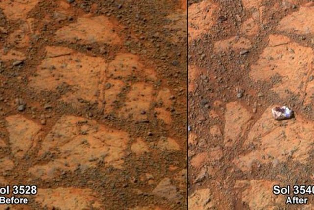 Un avant/après de la même parcelle du sol martien. 