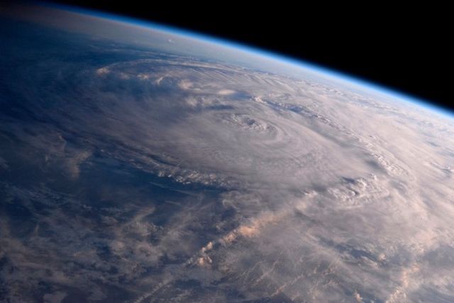Une vue du cyclone Harvey, qui balayé le Texas, depuis la Station spatiale internationale (ISS).