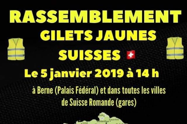 Après un premier samedi peu suivi, les partisans des Gilets Jaunes Suisses relancent l'invitation pour le samedi 5 janvier à Berne et dans les gares de Suisse.