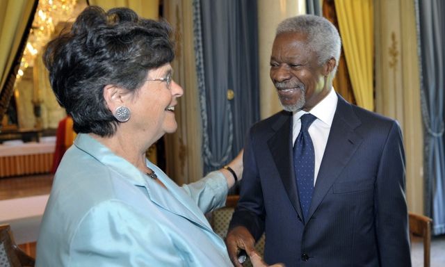 Ruth Dreifuss und Kofi Annan, hier 2009 in Genf, setzten sich jahrelang gemeinsam fÃ¼r eine gerechtere Drogenpolitik ein. Foto: Martial Trezzini (Keystone)